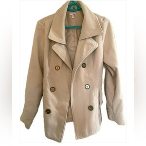 BONGO cream winter pea coat jacket size Large